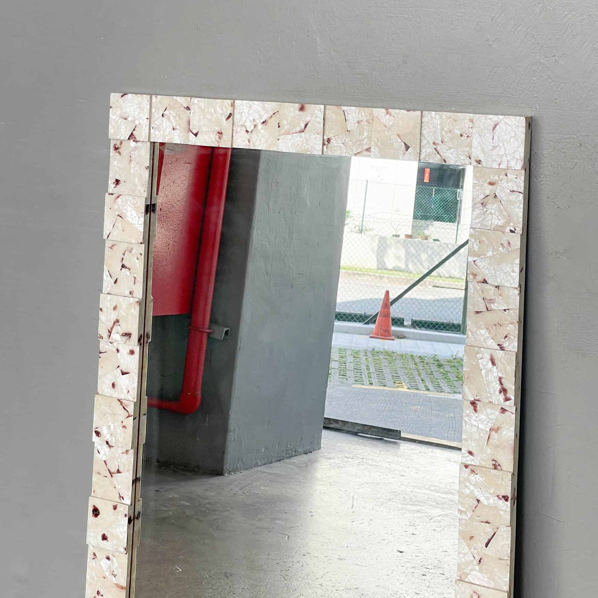 Mother of Pearl Shell Mirror - Pearl White