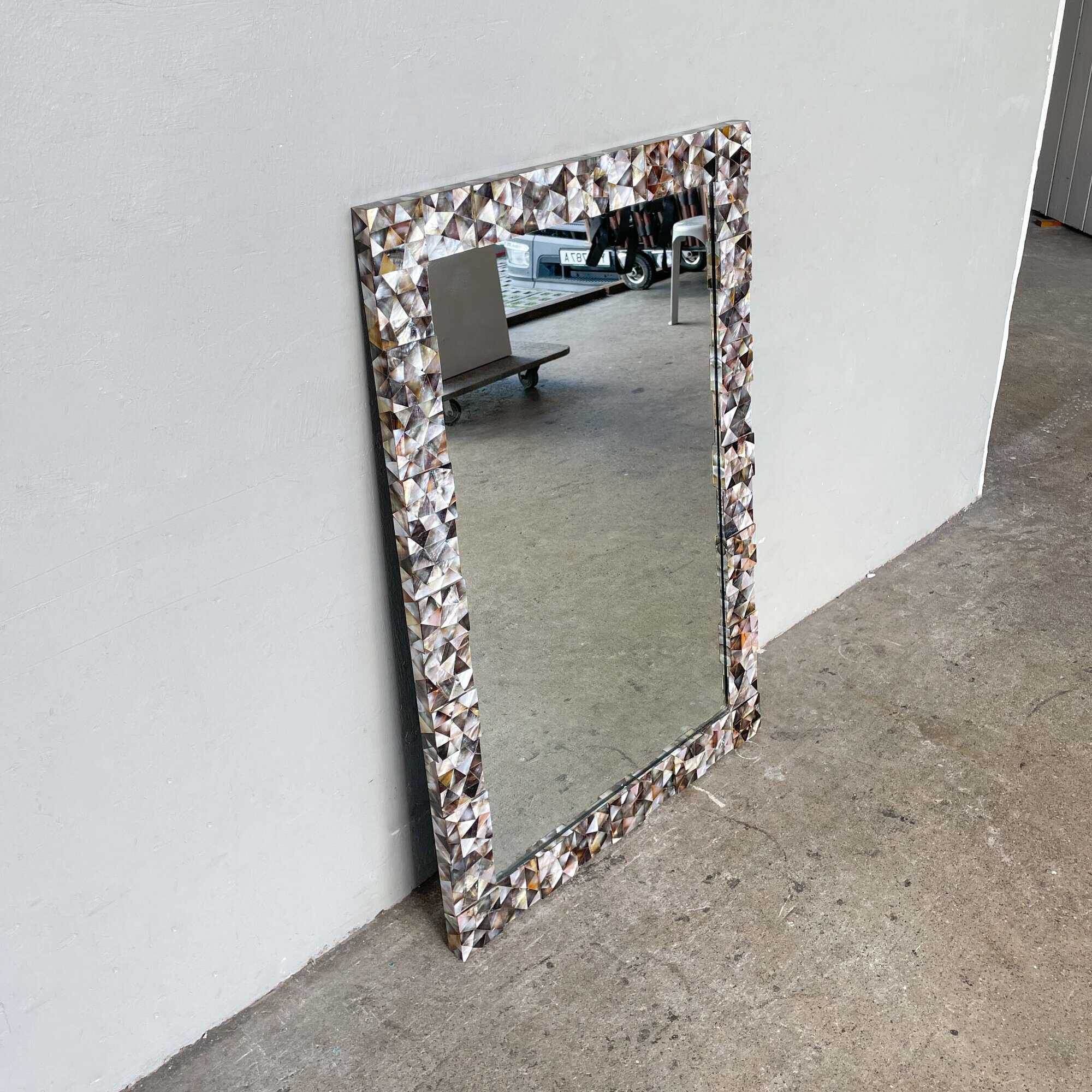 Mother of Pearl Shell Mirror - Oyster Grey