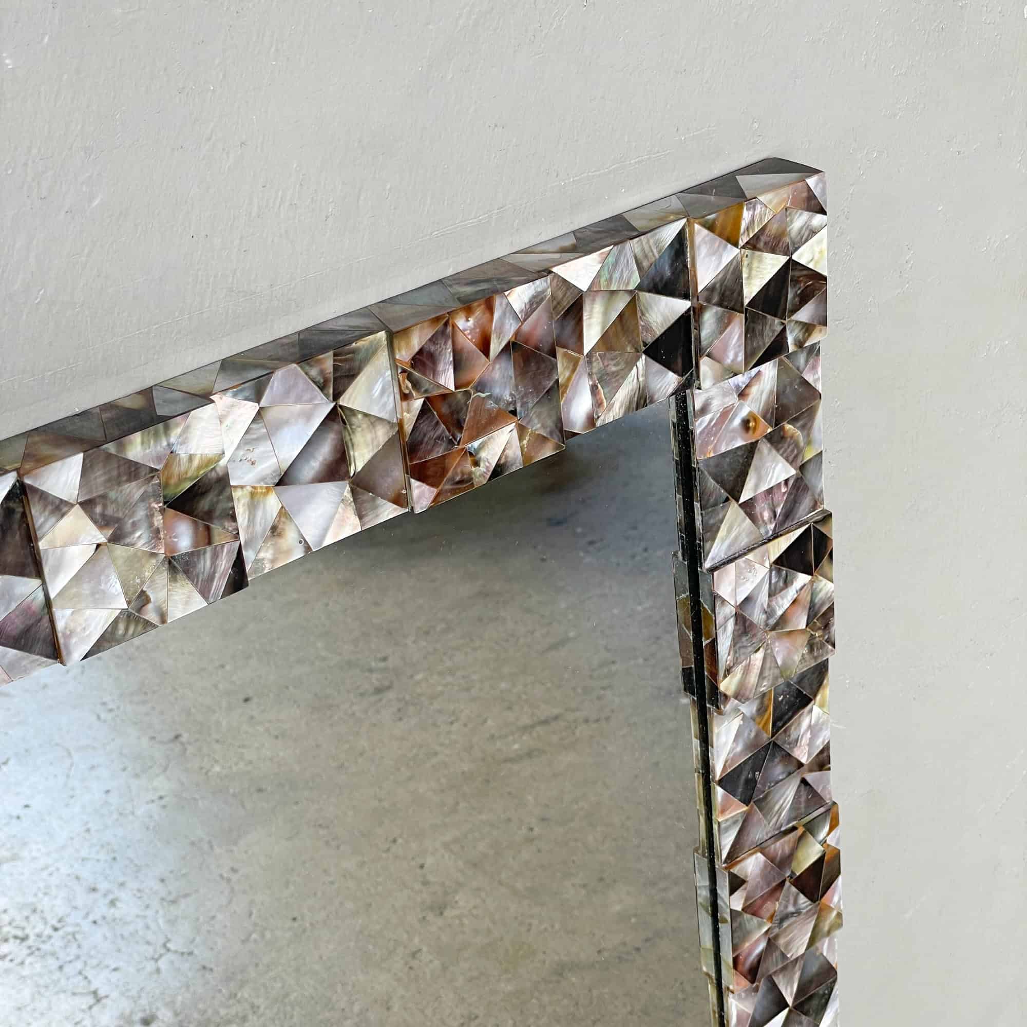 Mother of Pearl Shell Mirror - Oyster Grey