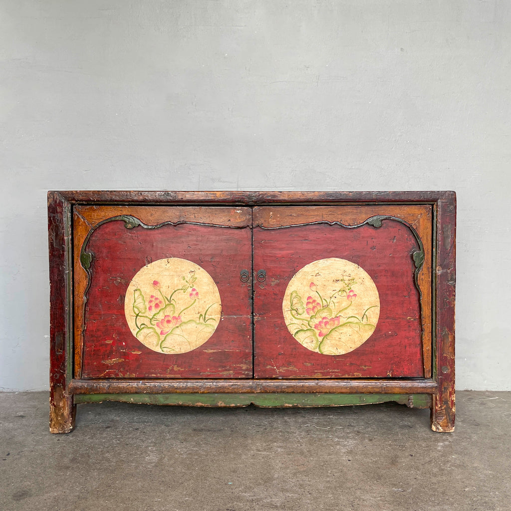 Distressed Lacquered Lotus Elm Sideboard