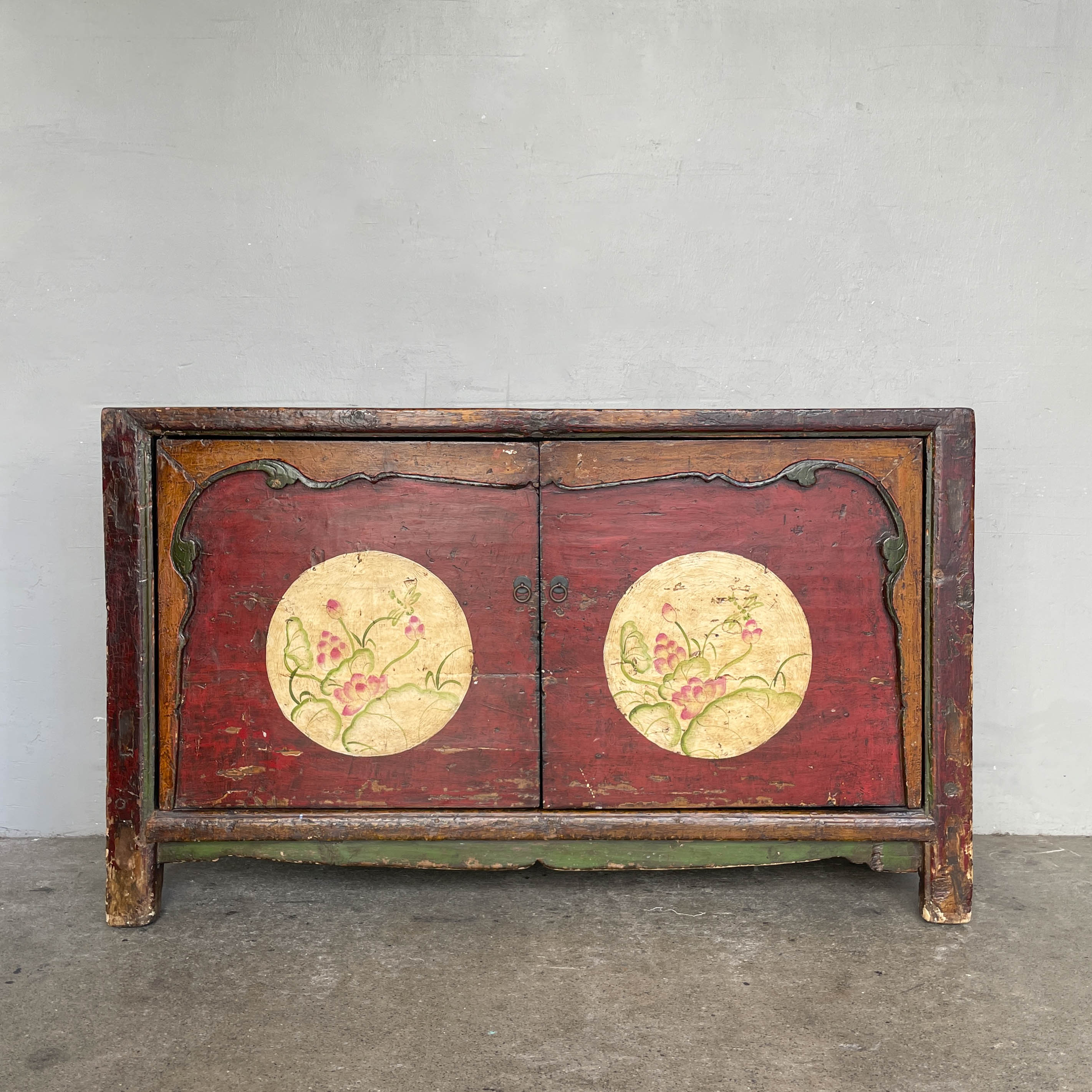 Distressed Lacquered Lotus Elm Sideboard