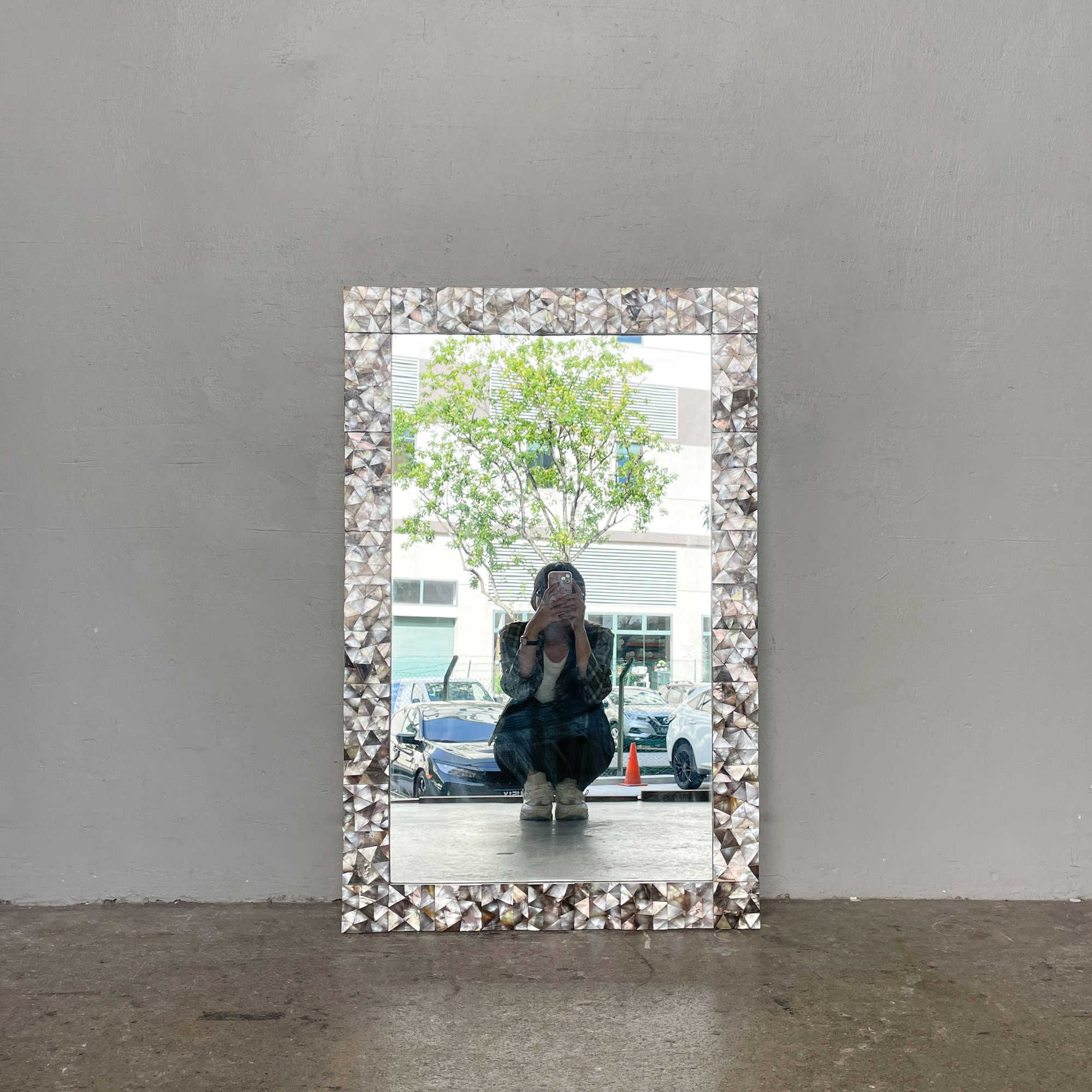 Mother of Pearl Shell Mirror - Oyster Grey