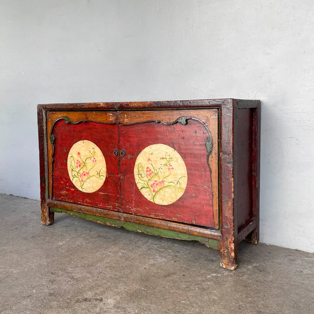 Distressed Lacquered Lotus Elm Sideboard