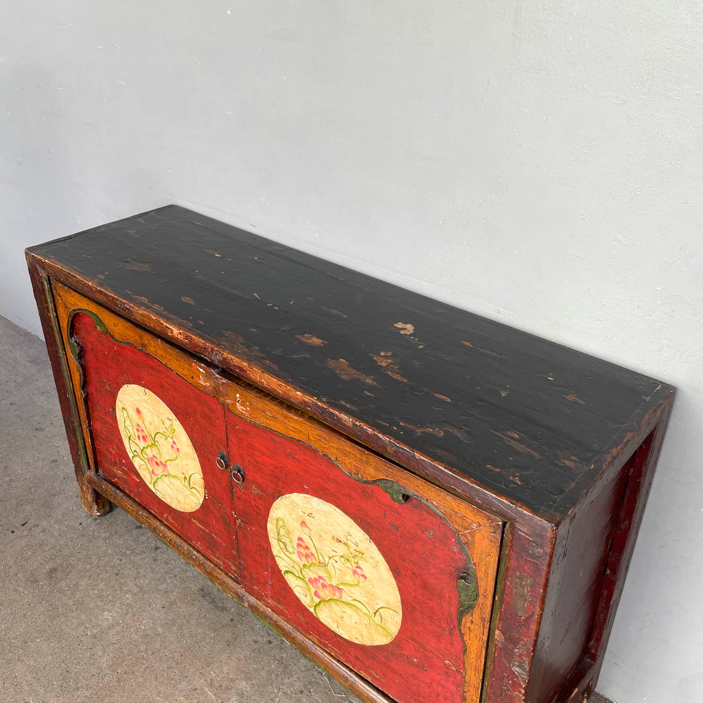 Distressed Lacquered Lotus Elm Sideboard