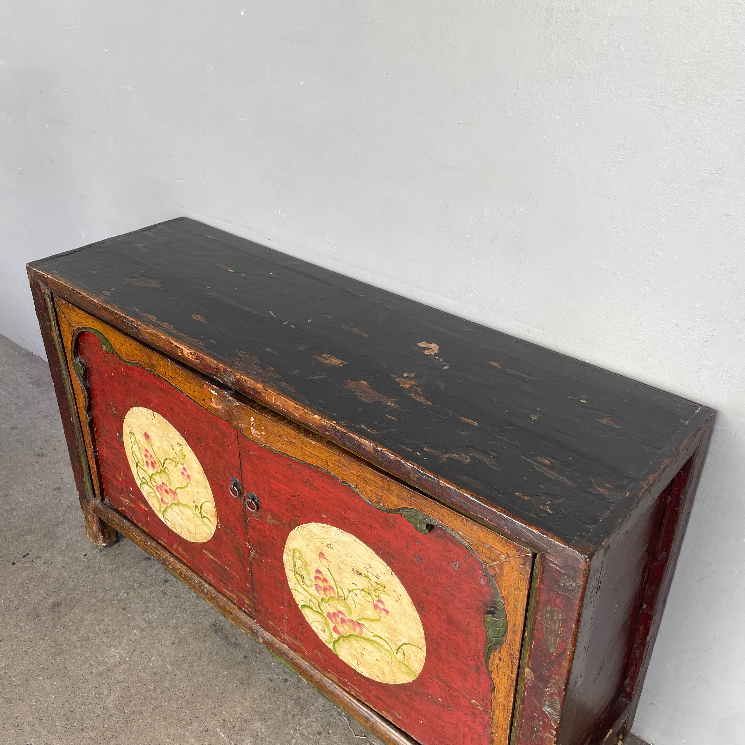 Distressed Lacquered Lotus Elm Sideboard