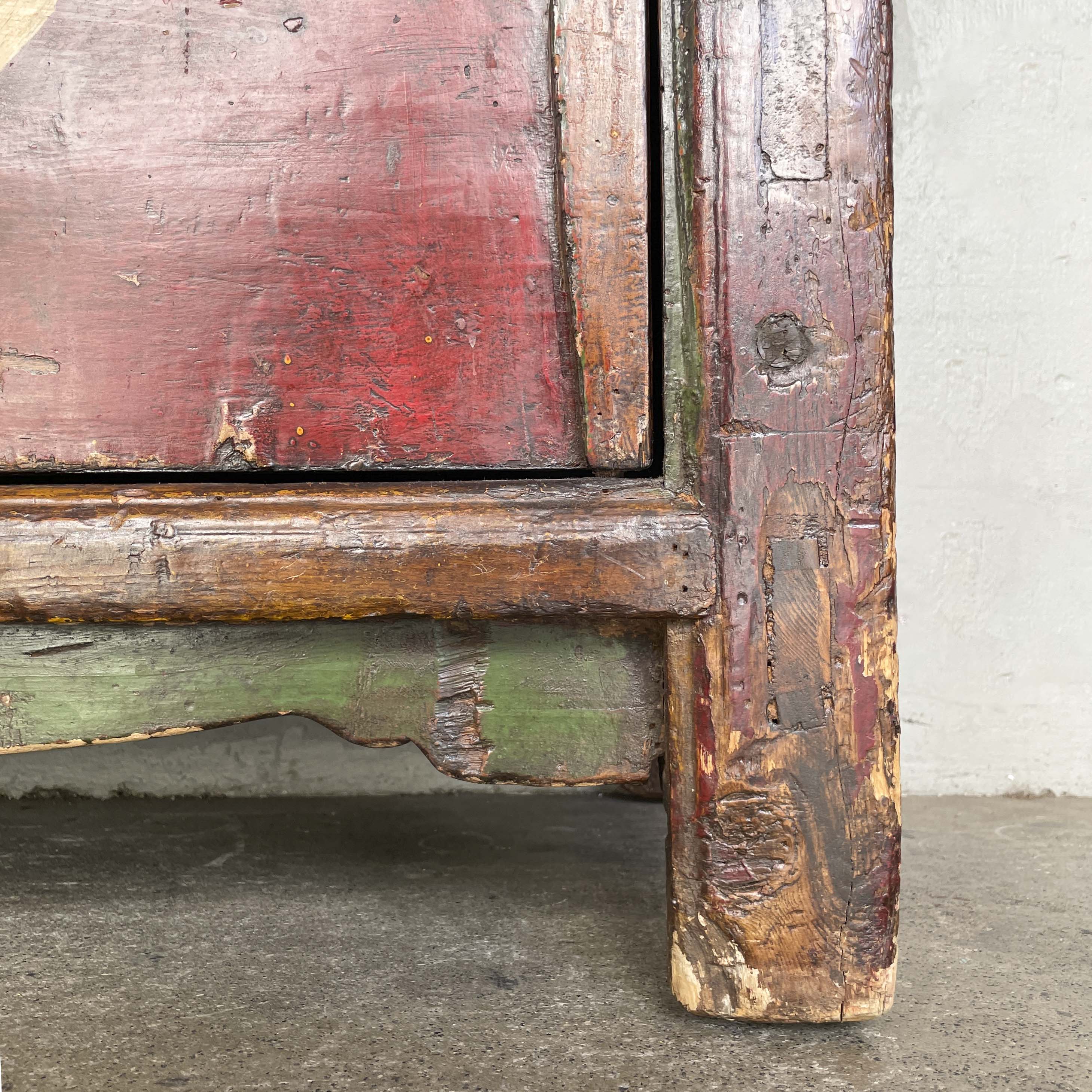 Distressed Lacquered Lotus Elm Sideboard