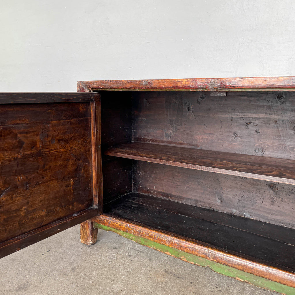 Distressed Lacquered Lotus Elm Sideboard