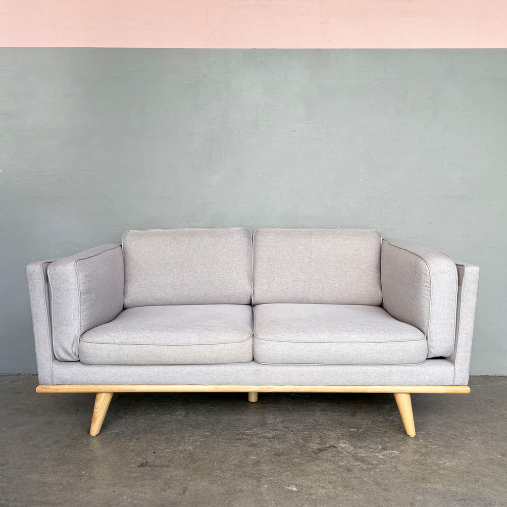 Compact Grey Fabric 2-Seater Sofa
