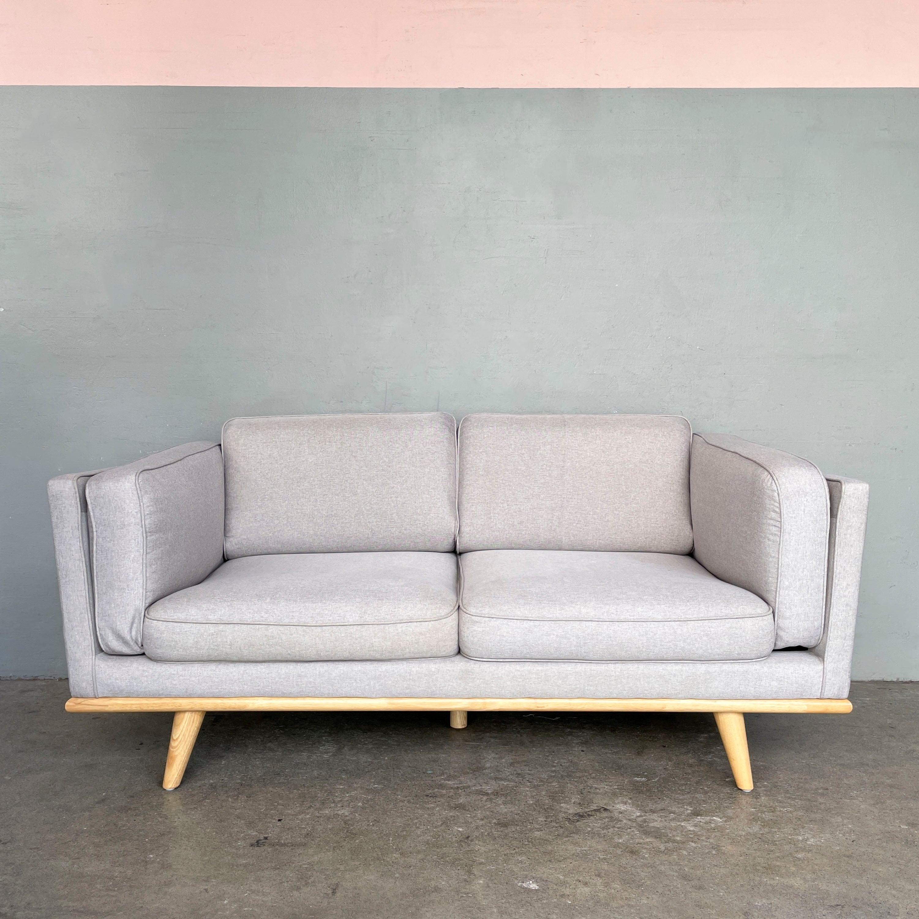 Compact Grey Fabric 2-Seater Sofa