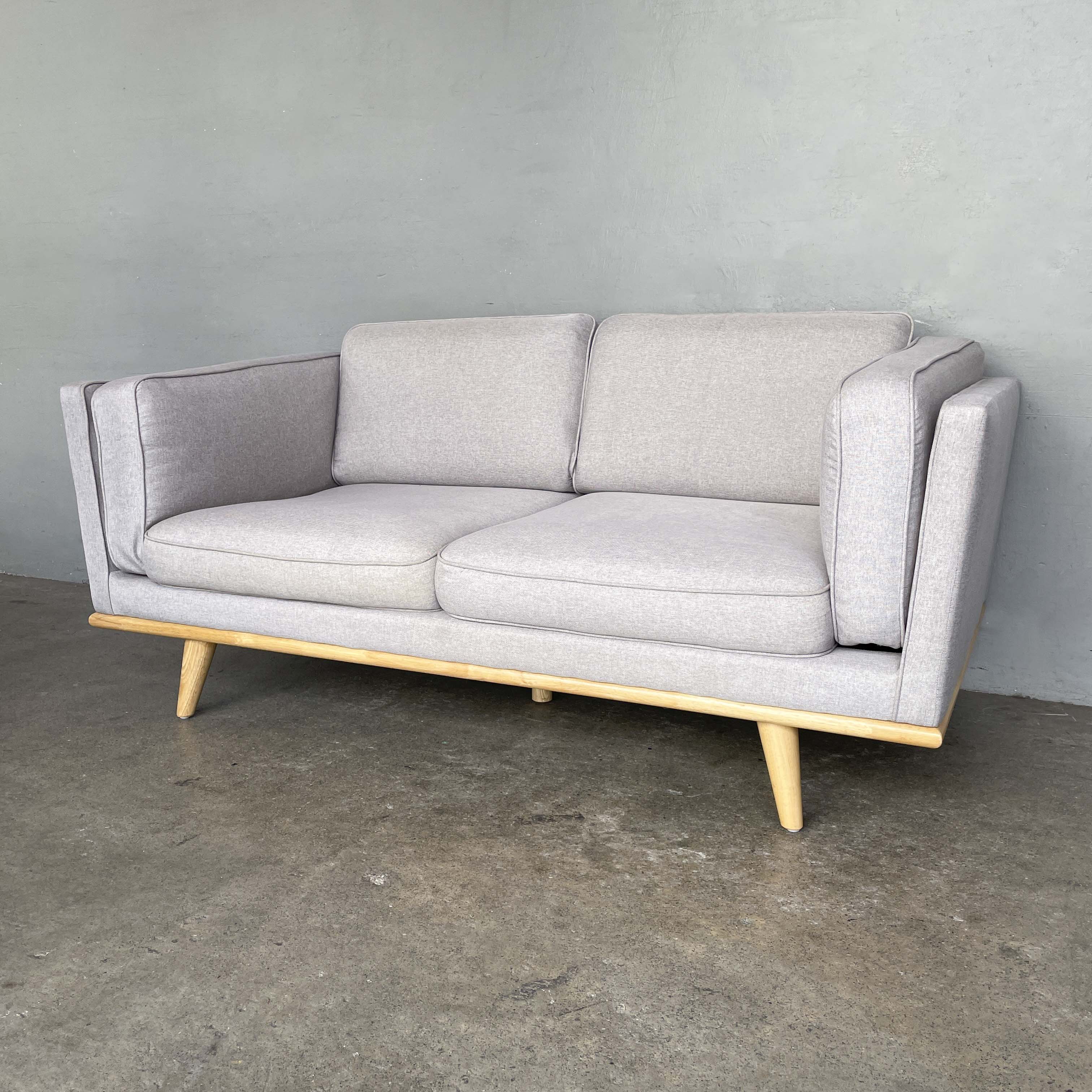 Compact Grey Fabric 2-Seater Sofa