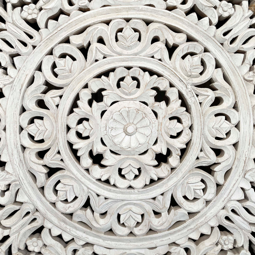 Whitewashed Carved Sliding Door Sideboard