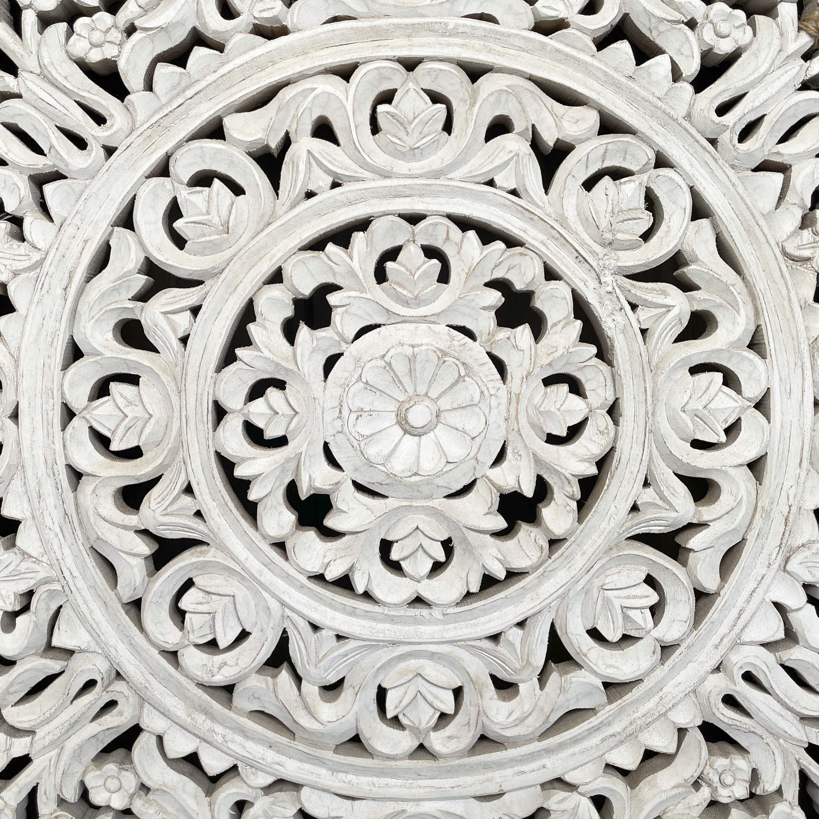 Whitewashed Carved Sliding Door Sideboard