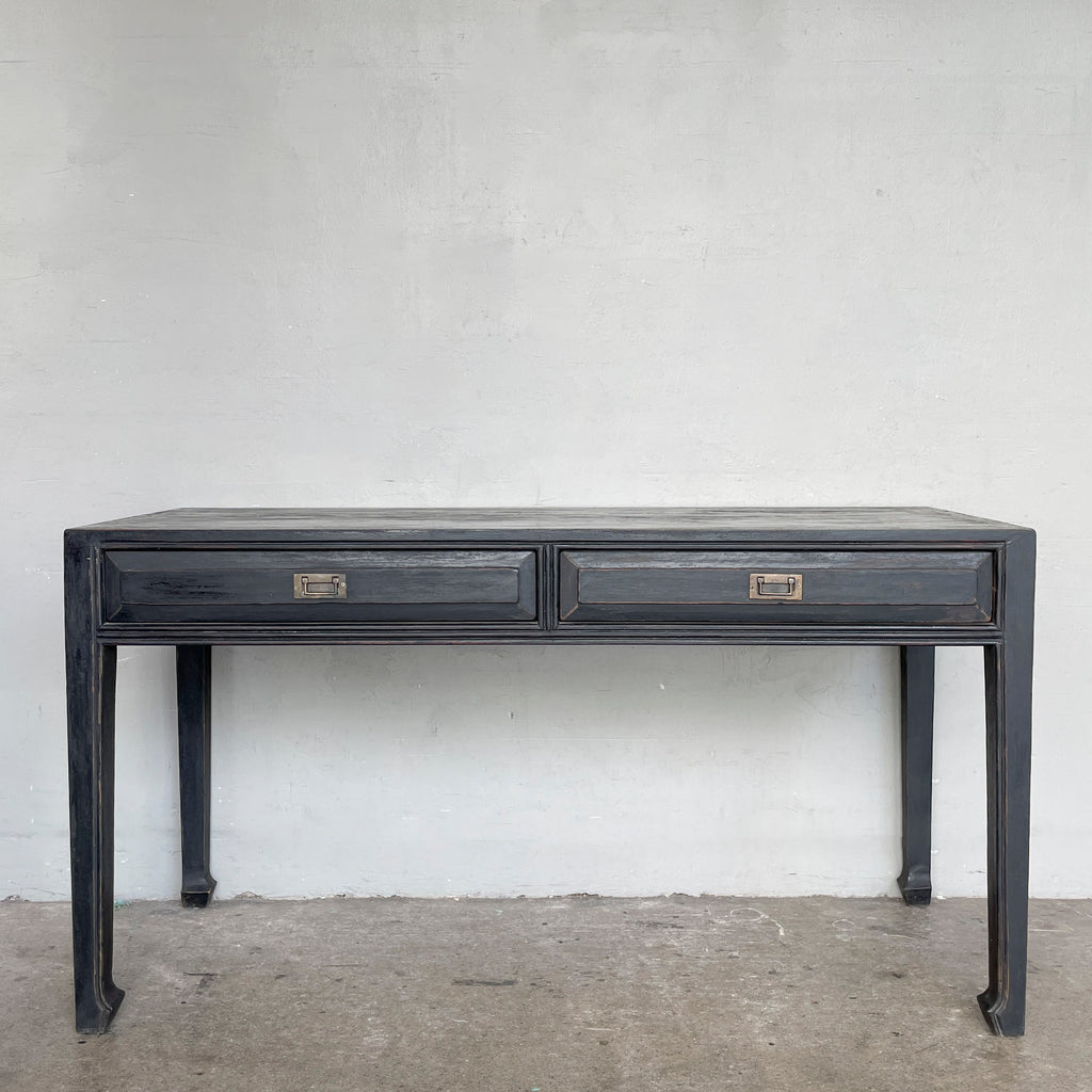 Distressed Black Studio Desk (2 Drawers)