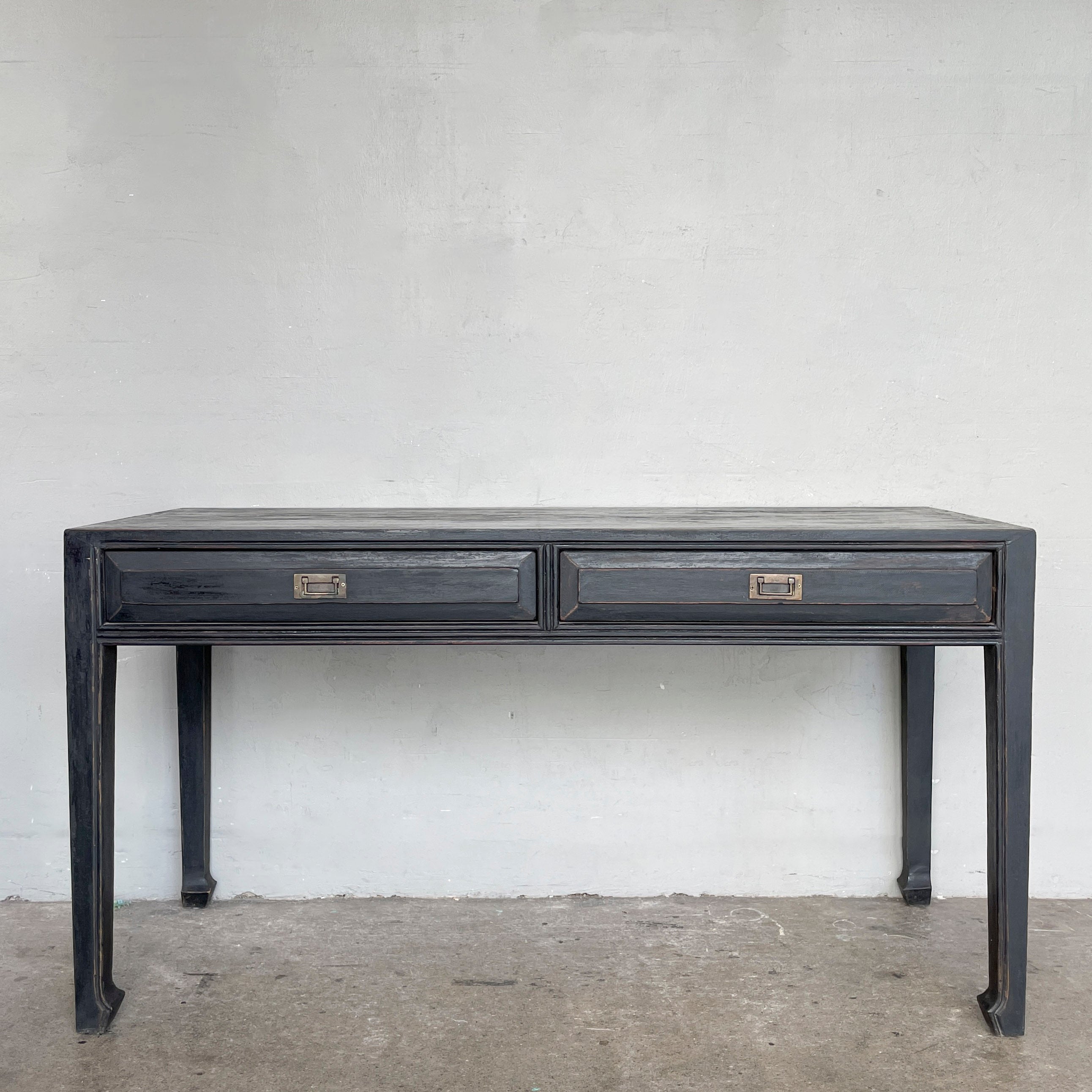 Distressed Black Studio Desk (2 Drawers)