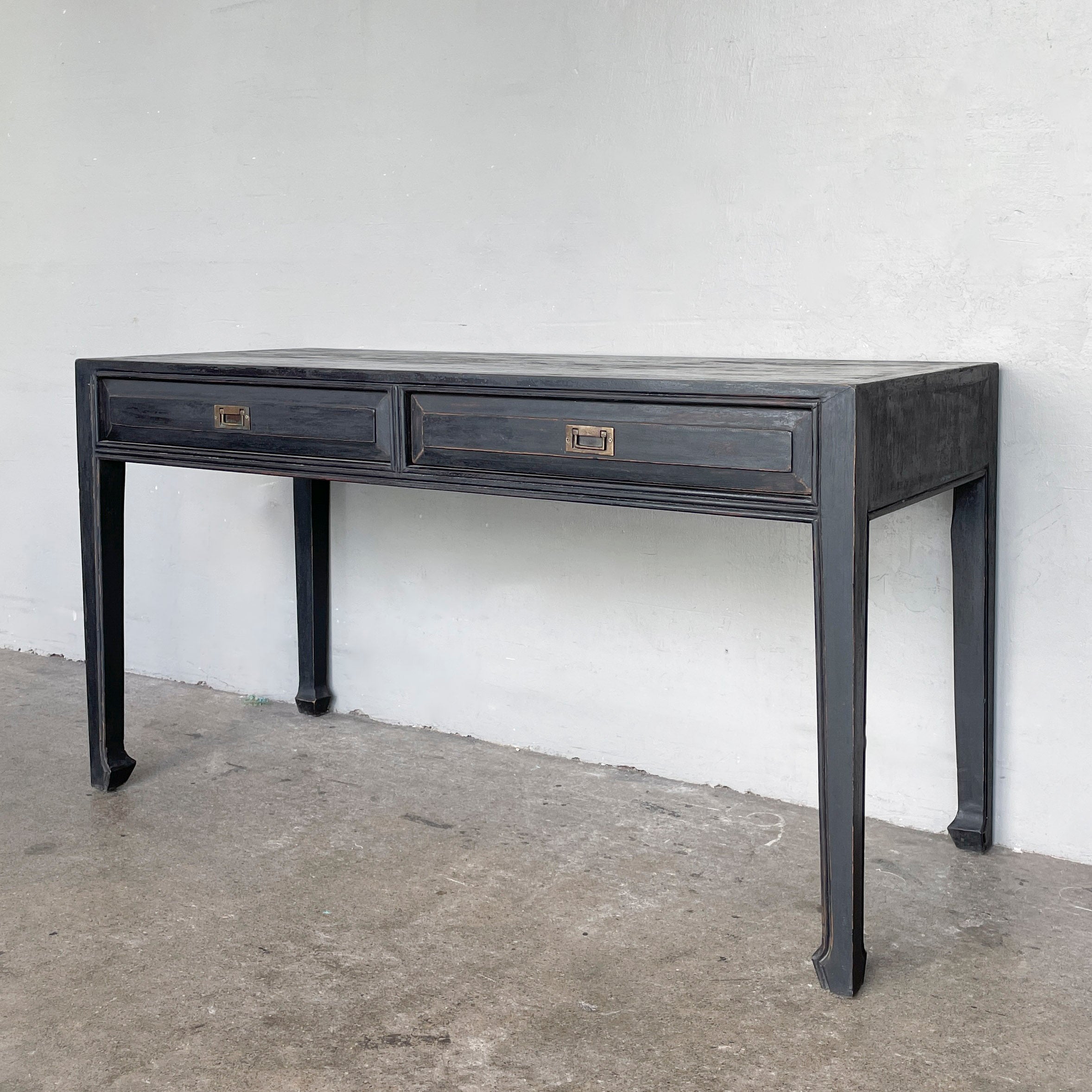 Distressed Black Studio Desk (2 Drawers)