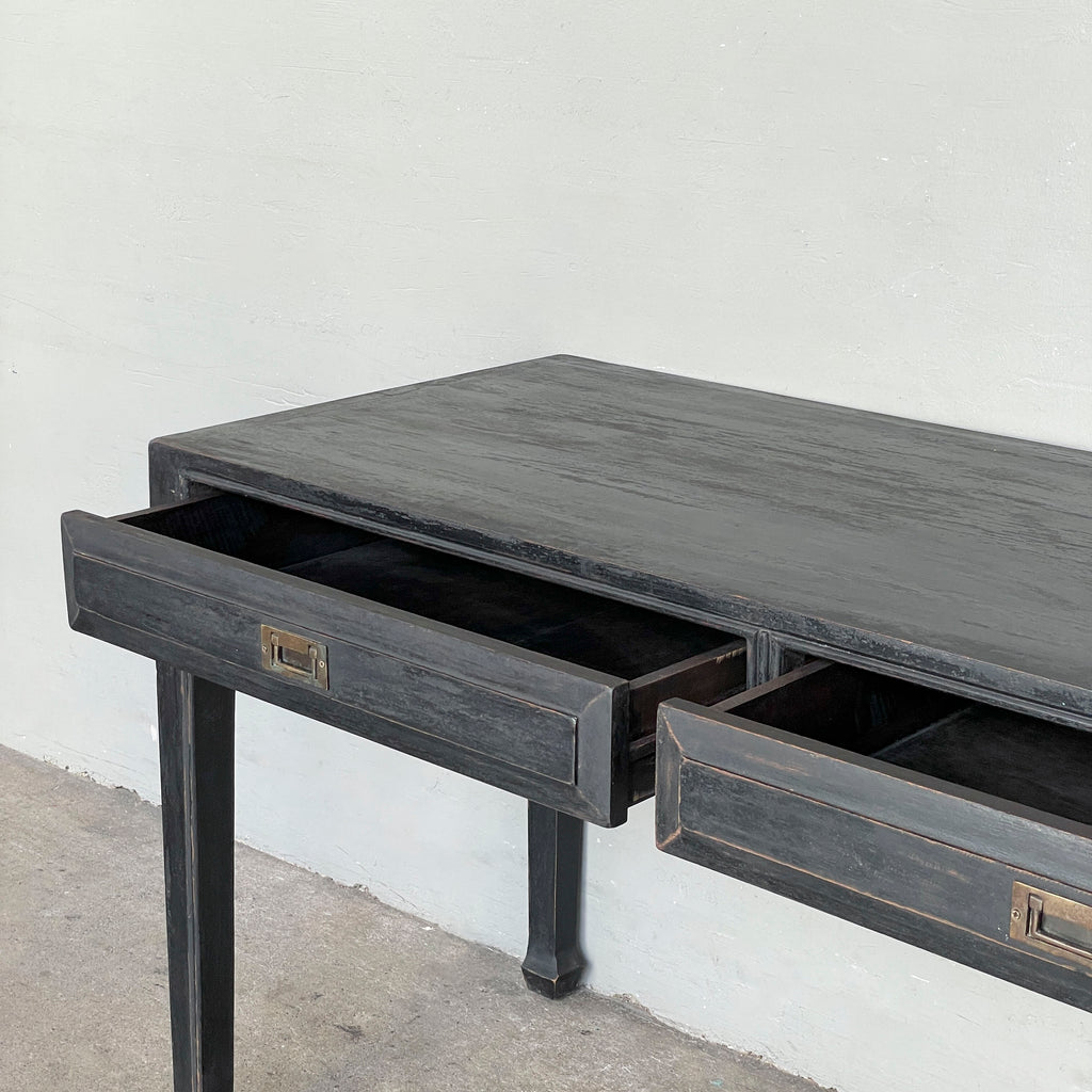 Distressed Black Studio Desk (2 Drawers)