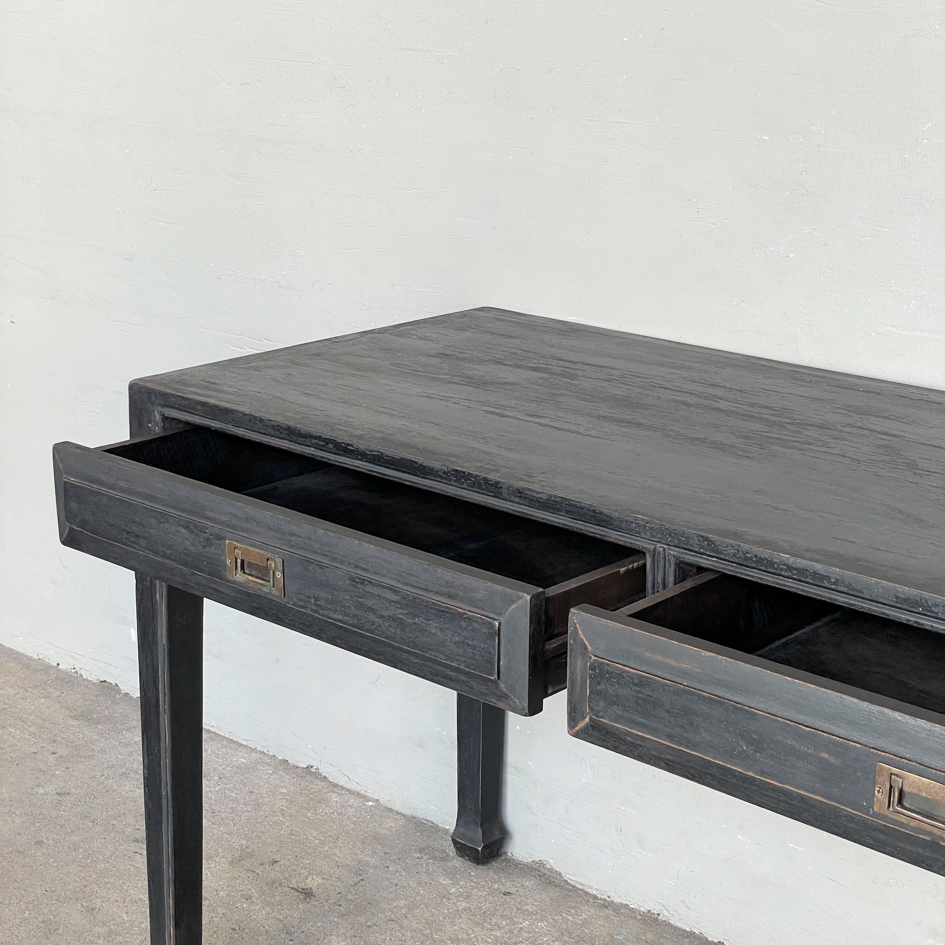 Distressed Black Studio Desk (2 Drawers)