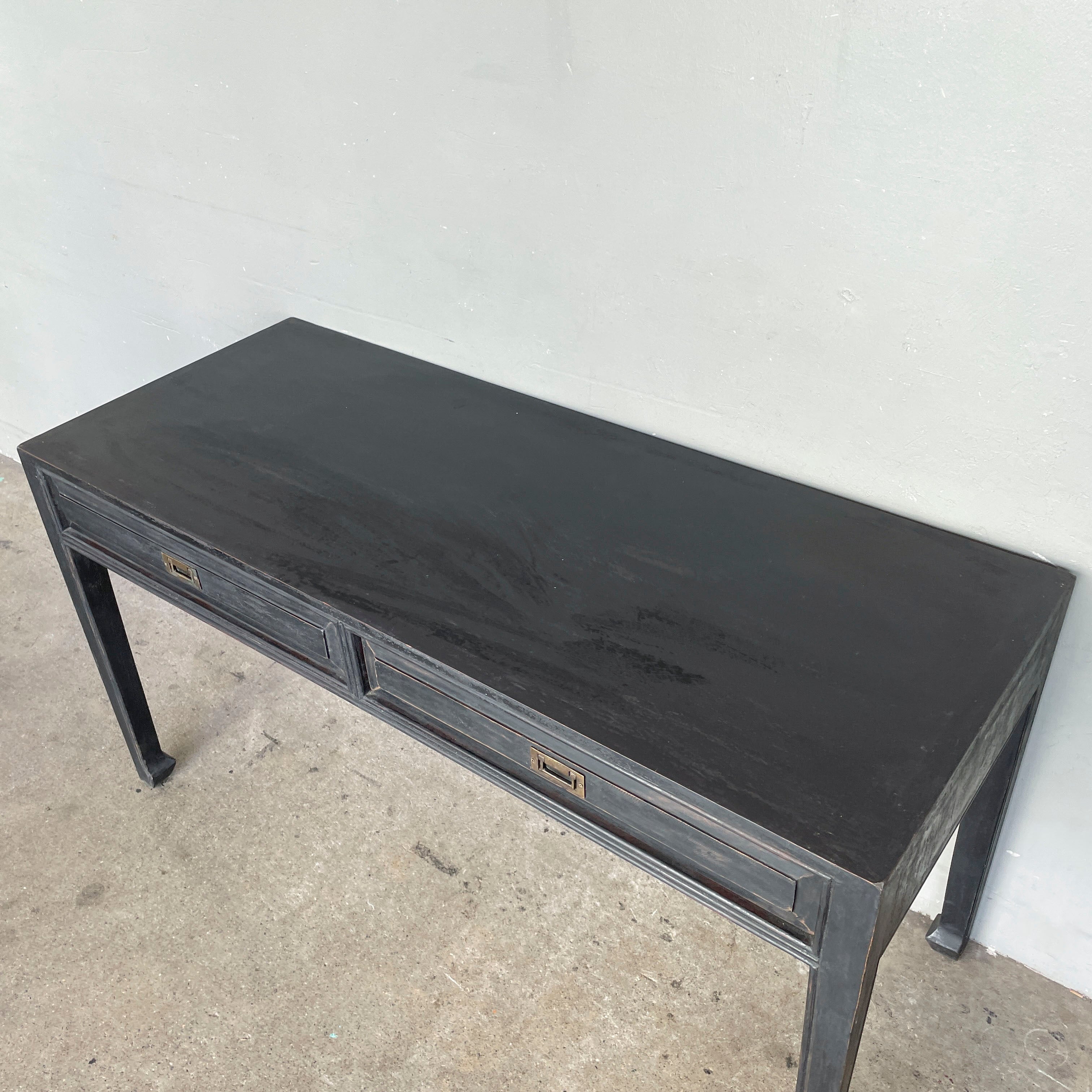 Distressed Black Studio Desk (2 Drawers)