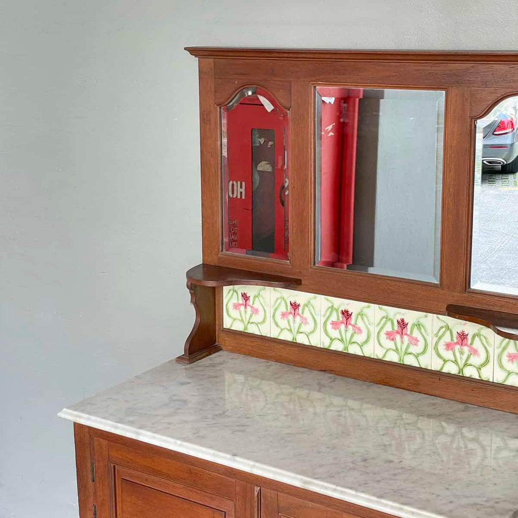 Vintage Colonial Vanity Table with Marble Top