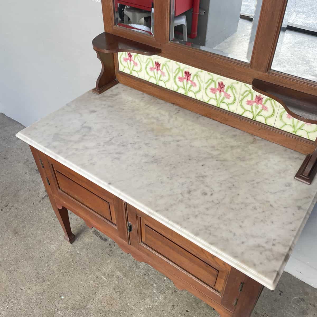 Vintage Colonial Vanity Table with Marble Top
