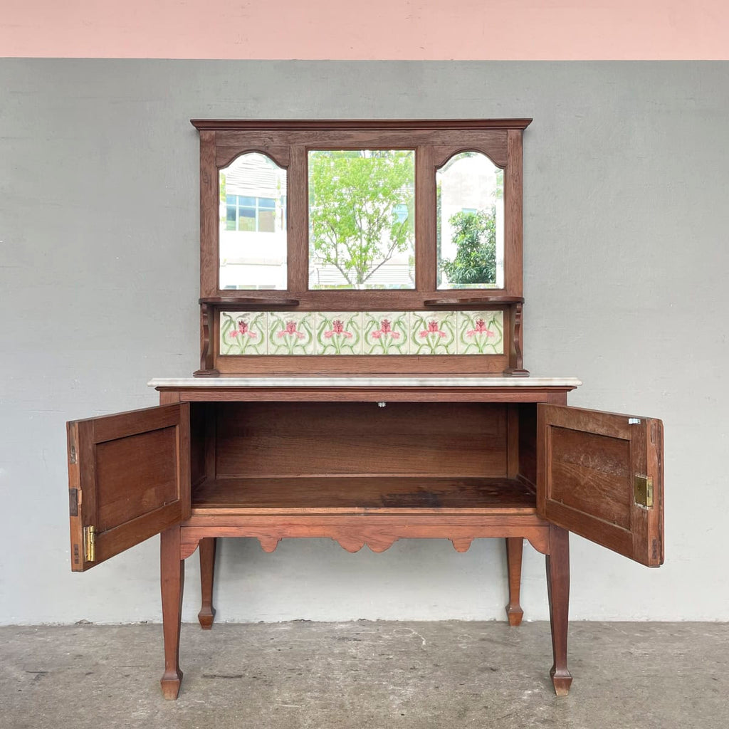 Vintage Colonial Vanity Table with Marble Top