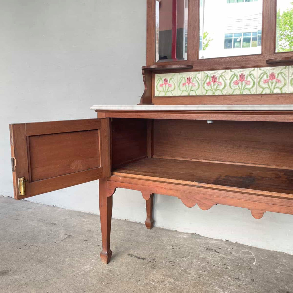 Vintage Colonial Vanity Table with Marble Top