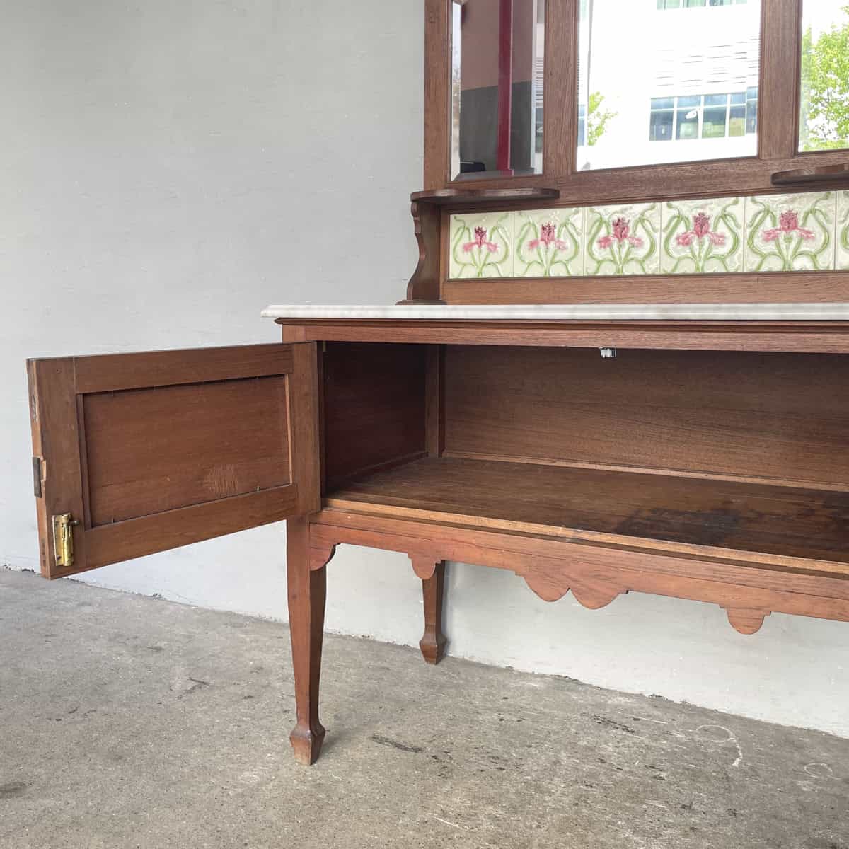 Vintage Colonial Vanity Table with Marble Top