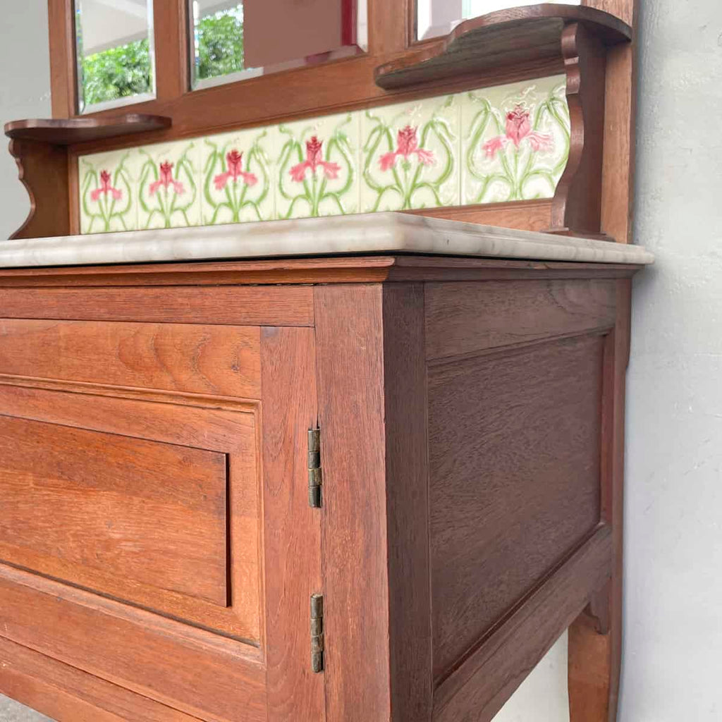 Vintage Colonial Vanity Table with Marble Top