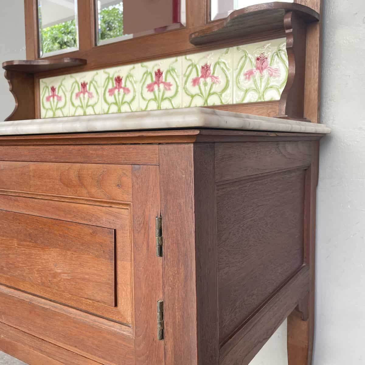 Vintage Colonial Vanity Table with Marble Top