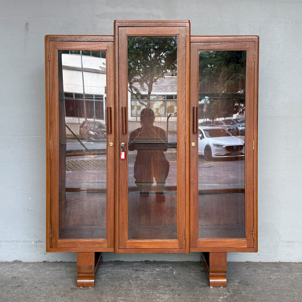Refurbished Vintage 3-Door U-Leg Display Cabinet