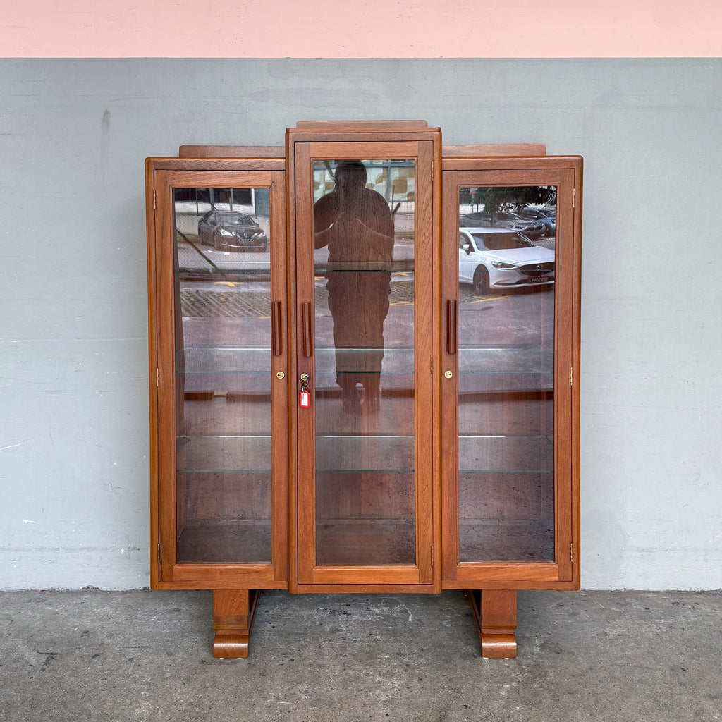 Refurbished Vintage 3-Door U-Leg Display Cabinet