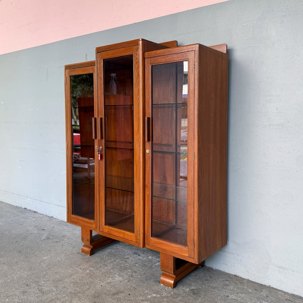 Refurbished Vintage 3-Door U-Leg Display Cabinet