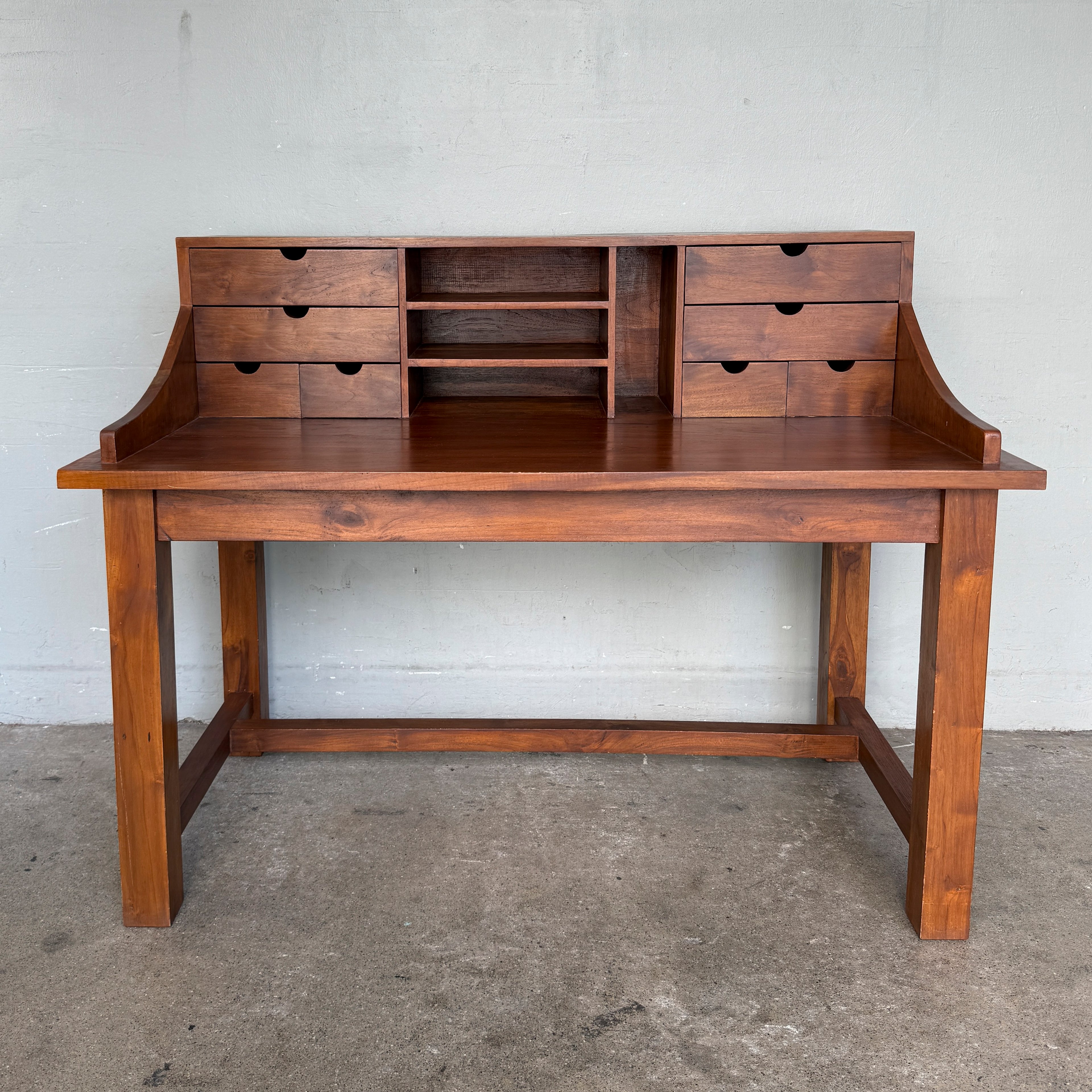 Solid Teak Desk with Organiser Hutch