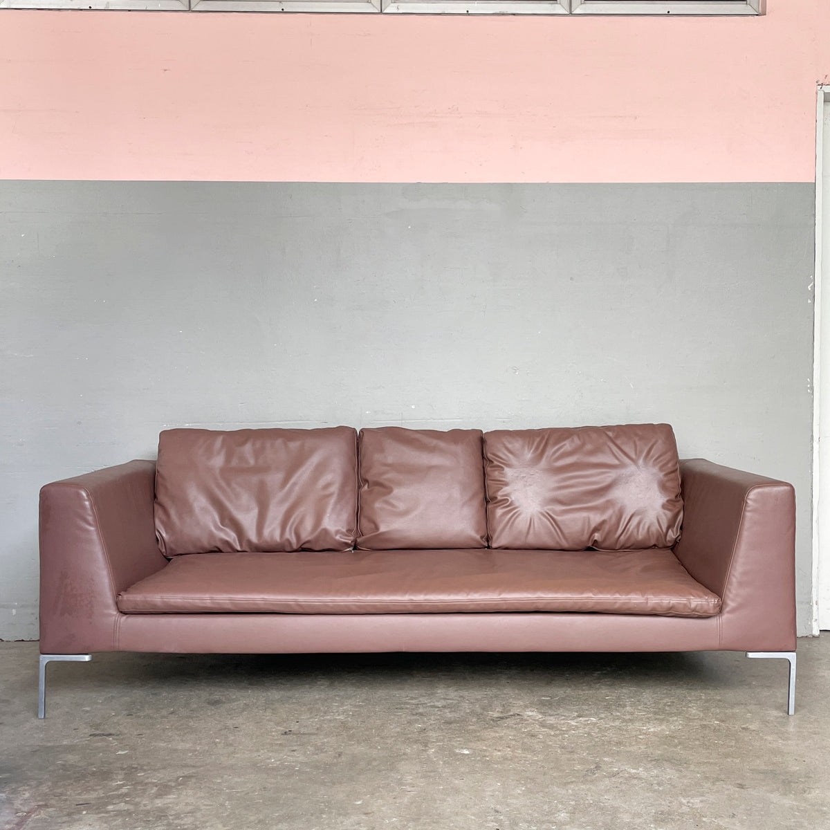 B&B Italia Sofa with Brown Synthetic Leather Upholstery
