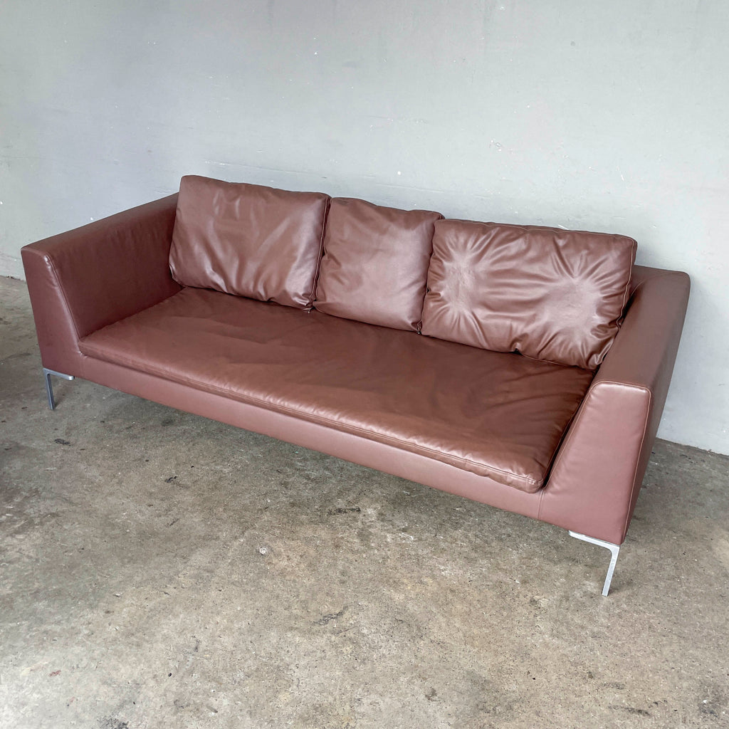 B&B Italia Sofa with Brown Synthetic Leather Upholstery