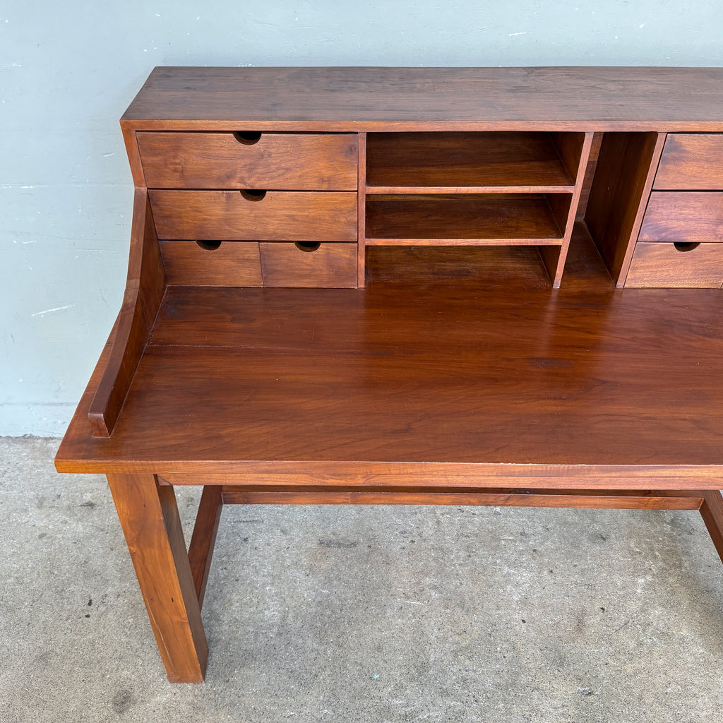 Solid Teak Desk with Organiser Hutch