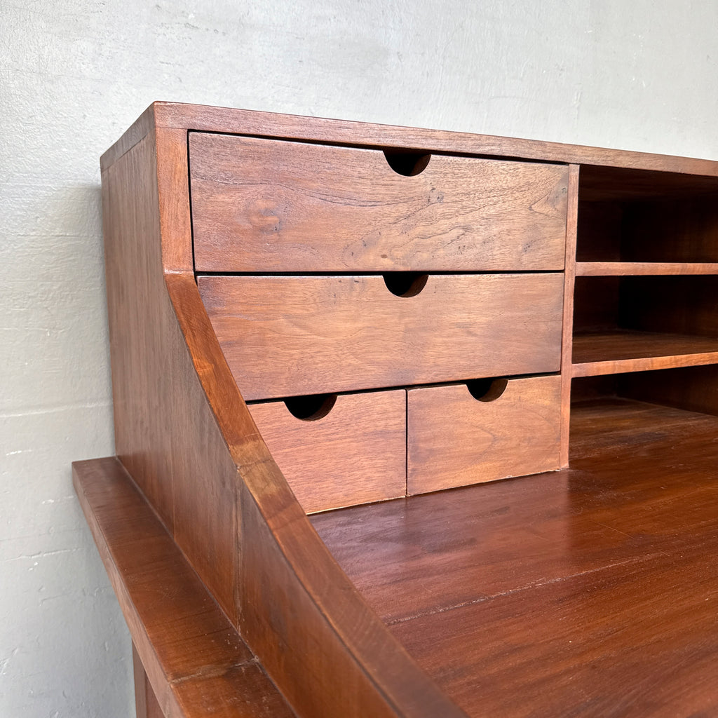 Solid Teak Desk with Organiser Hutch