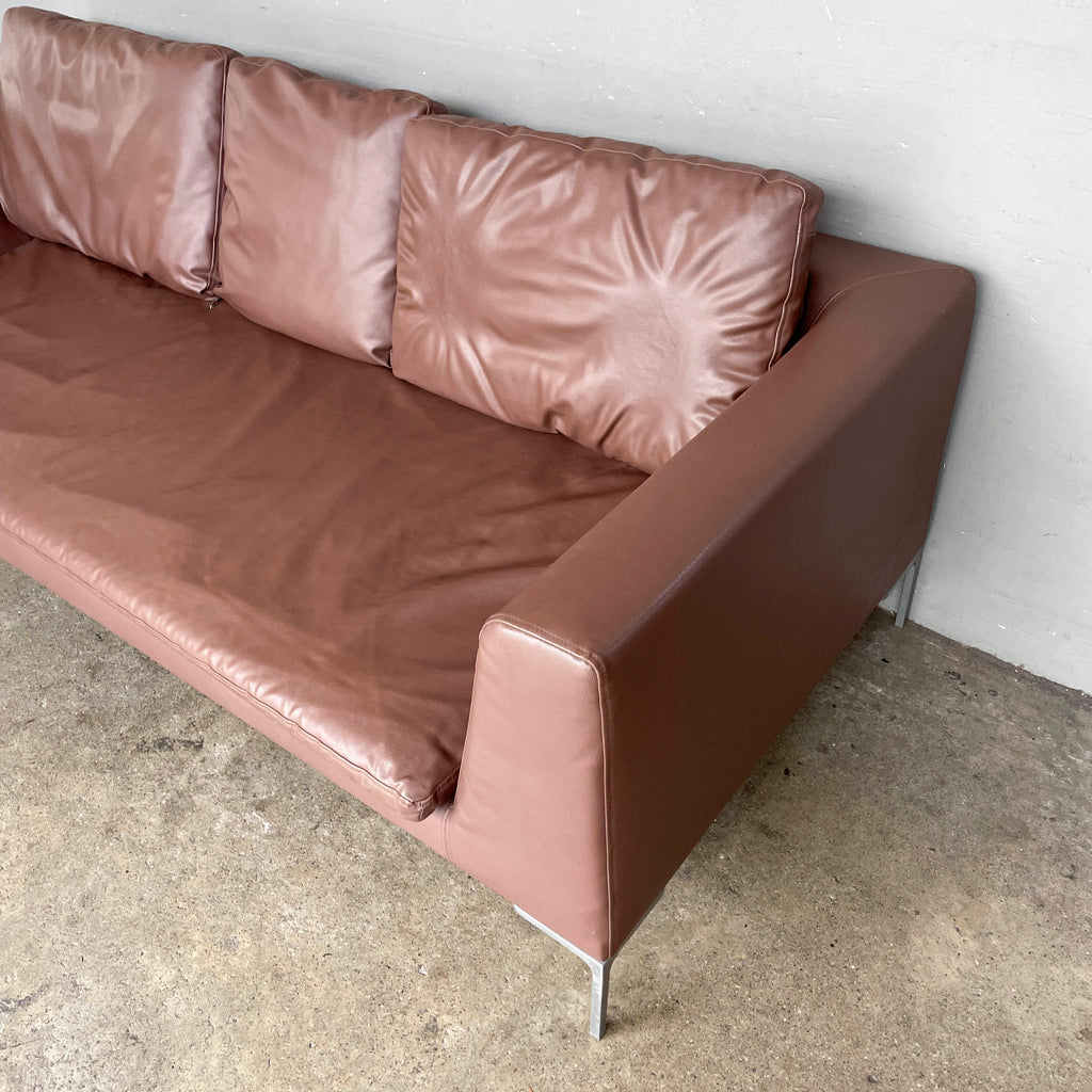 B&B Italia Sofa with Brown Synthetic Leather Upholstery