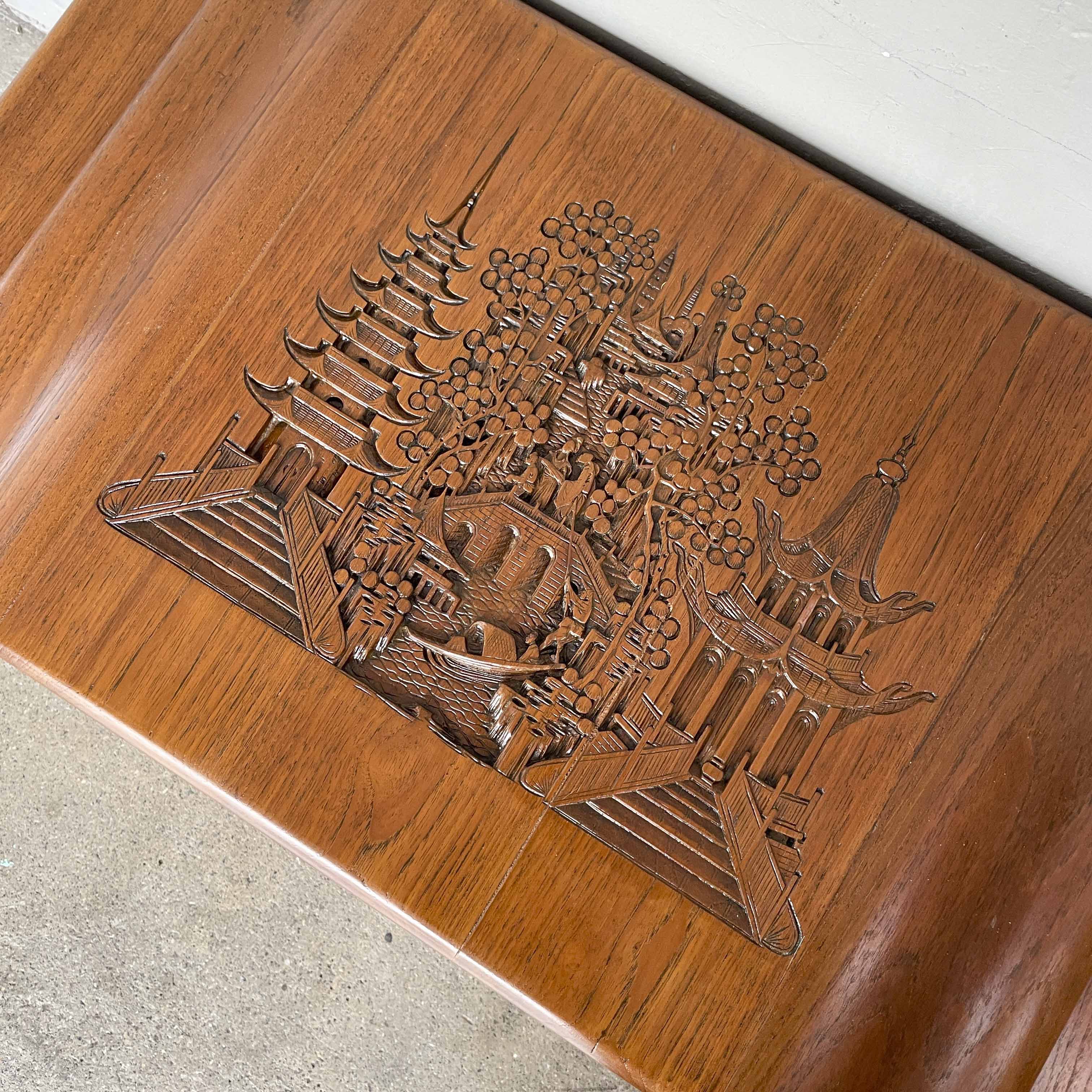 Refurbished Carved Teak & Camphor Wood Chest