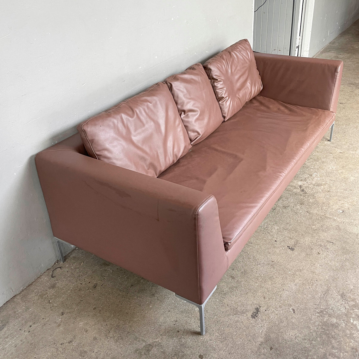 B&B Italia Sofa with Brown Synthetic Leather Upholstery