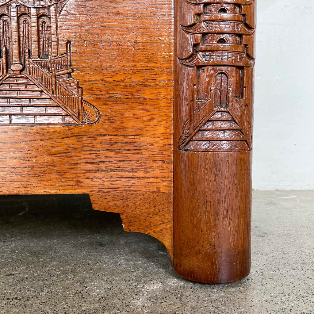 Refurbished Carved Teak & Camphor Wood Chest