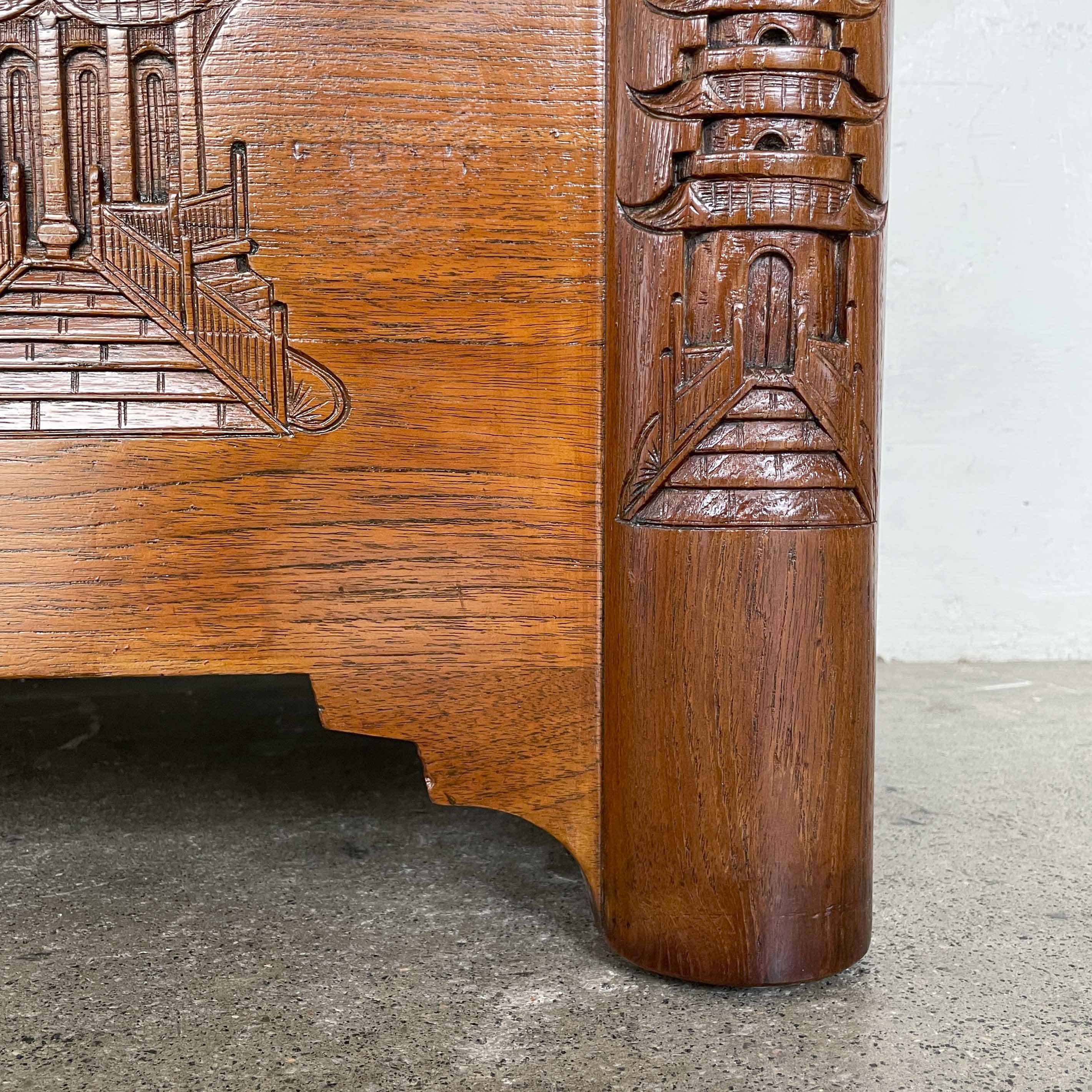 Refurbished Carved Teak & Camphor Wood Chest