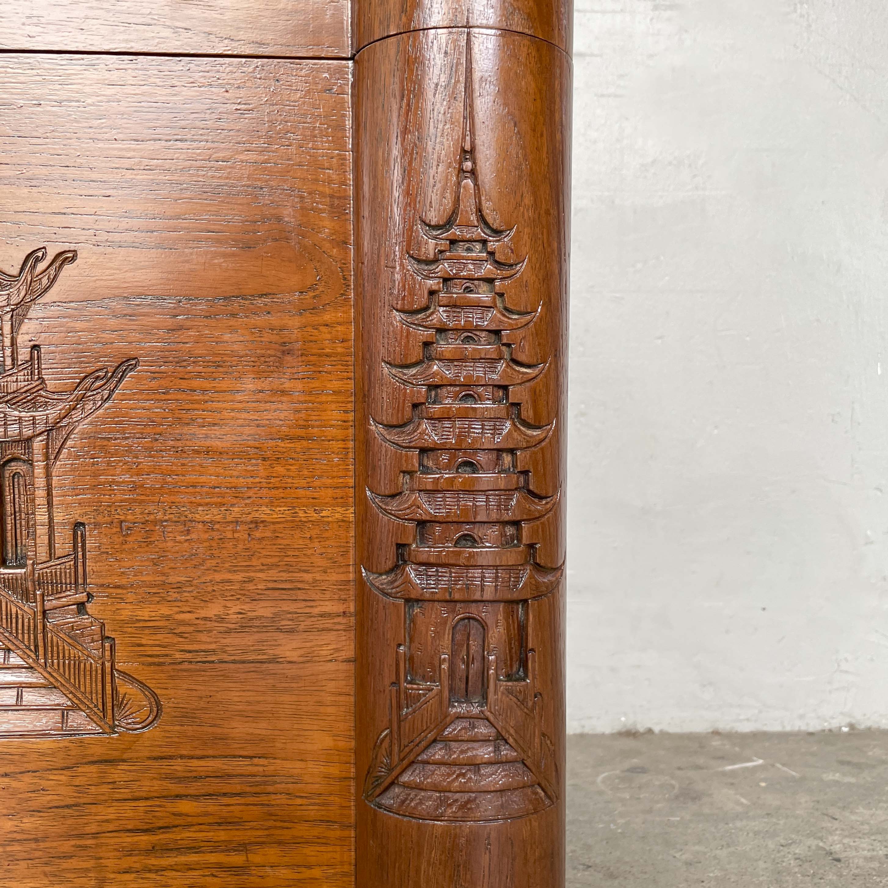 Refurbished Carved Teak & Camphor Wood Chest