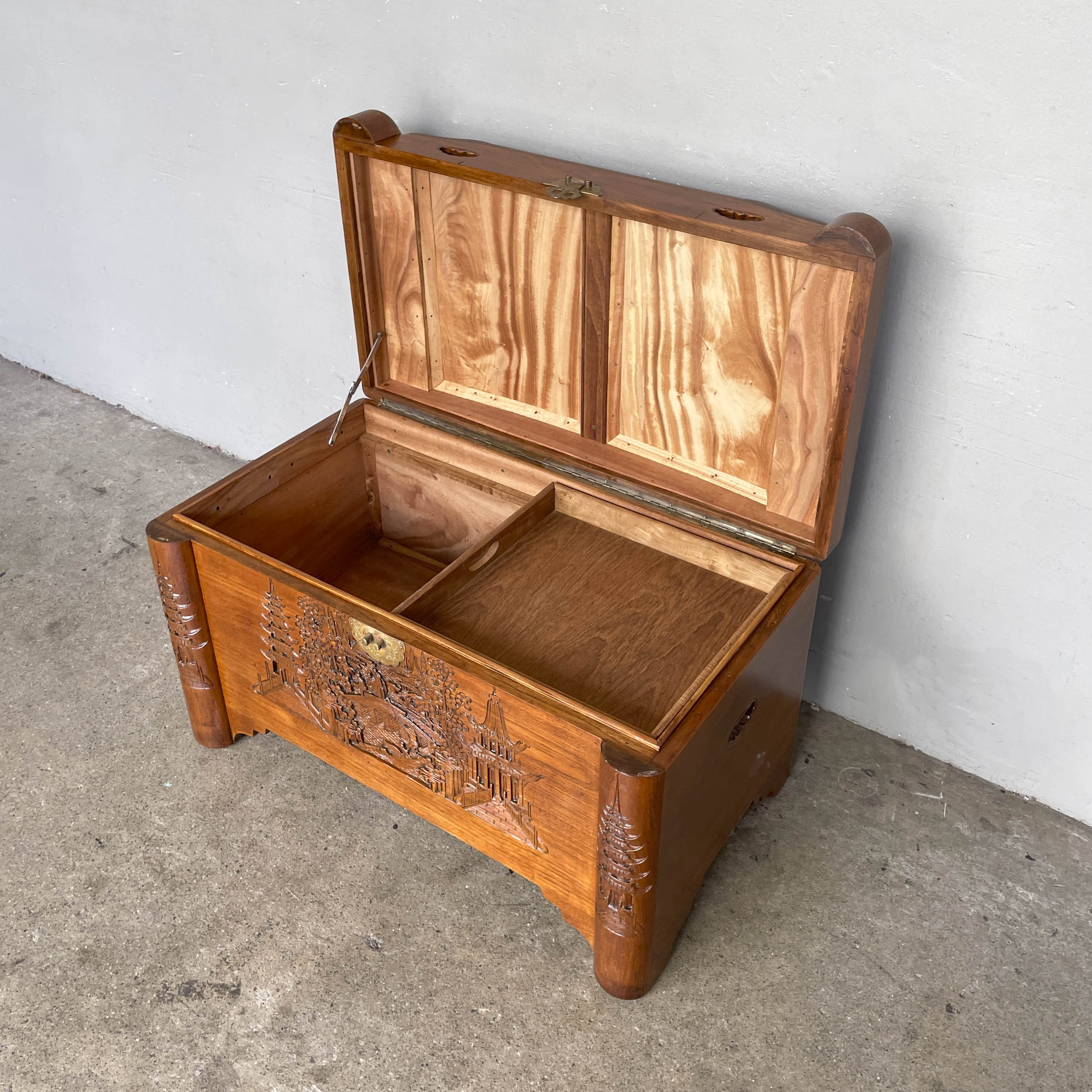 Refurbished Carved Teak & Camphor Wood Chest