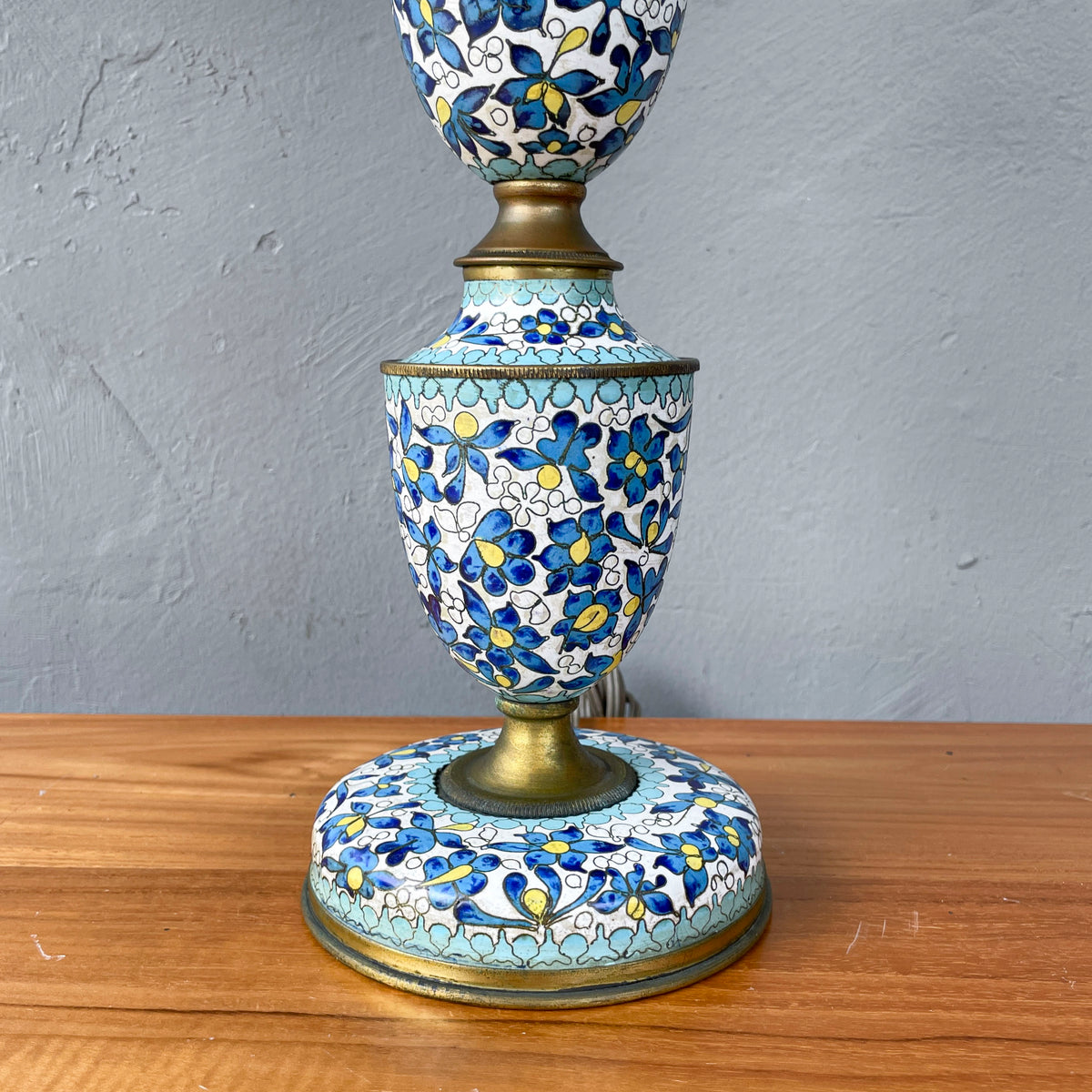 Pair of Blue-White Cloisonné Table Lamps
