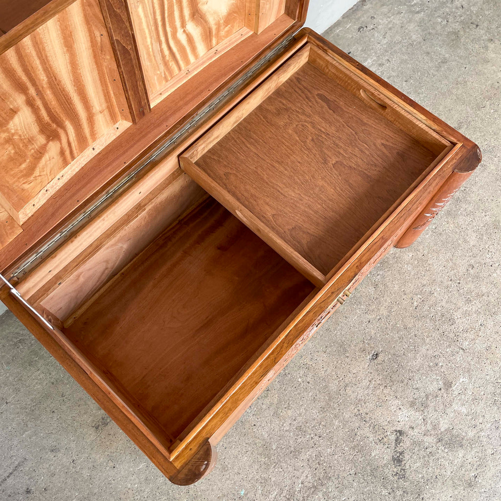 Refurbished Carved Teak & Camphor Wood Chest