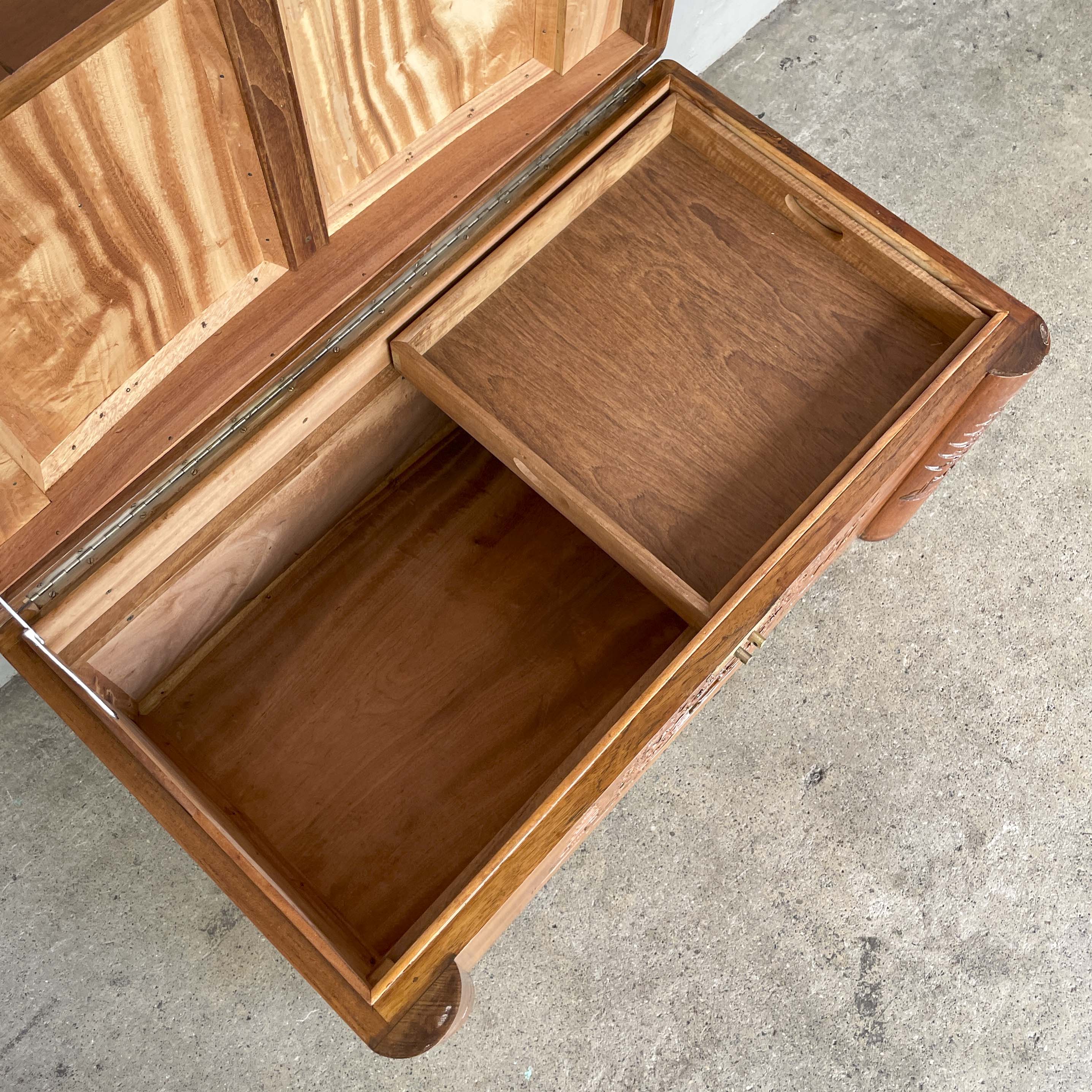 Refurbished Carved Teak & Camphor Wood Chest