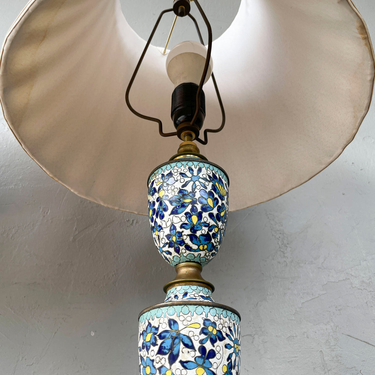 Pair of Blue-White Cloisonné Table Lamps