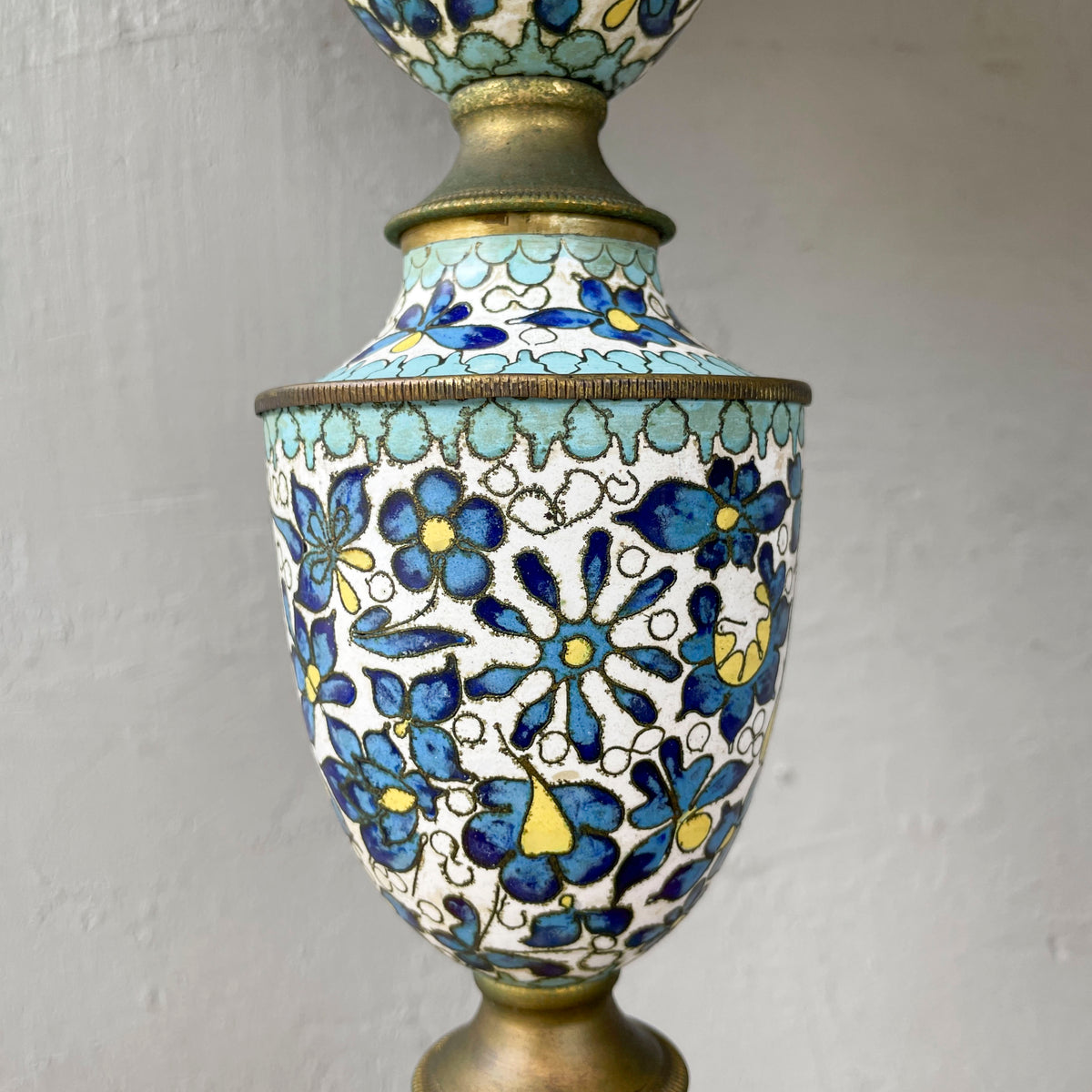 Pair of Blue-White Cloisonné Table Lamps