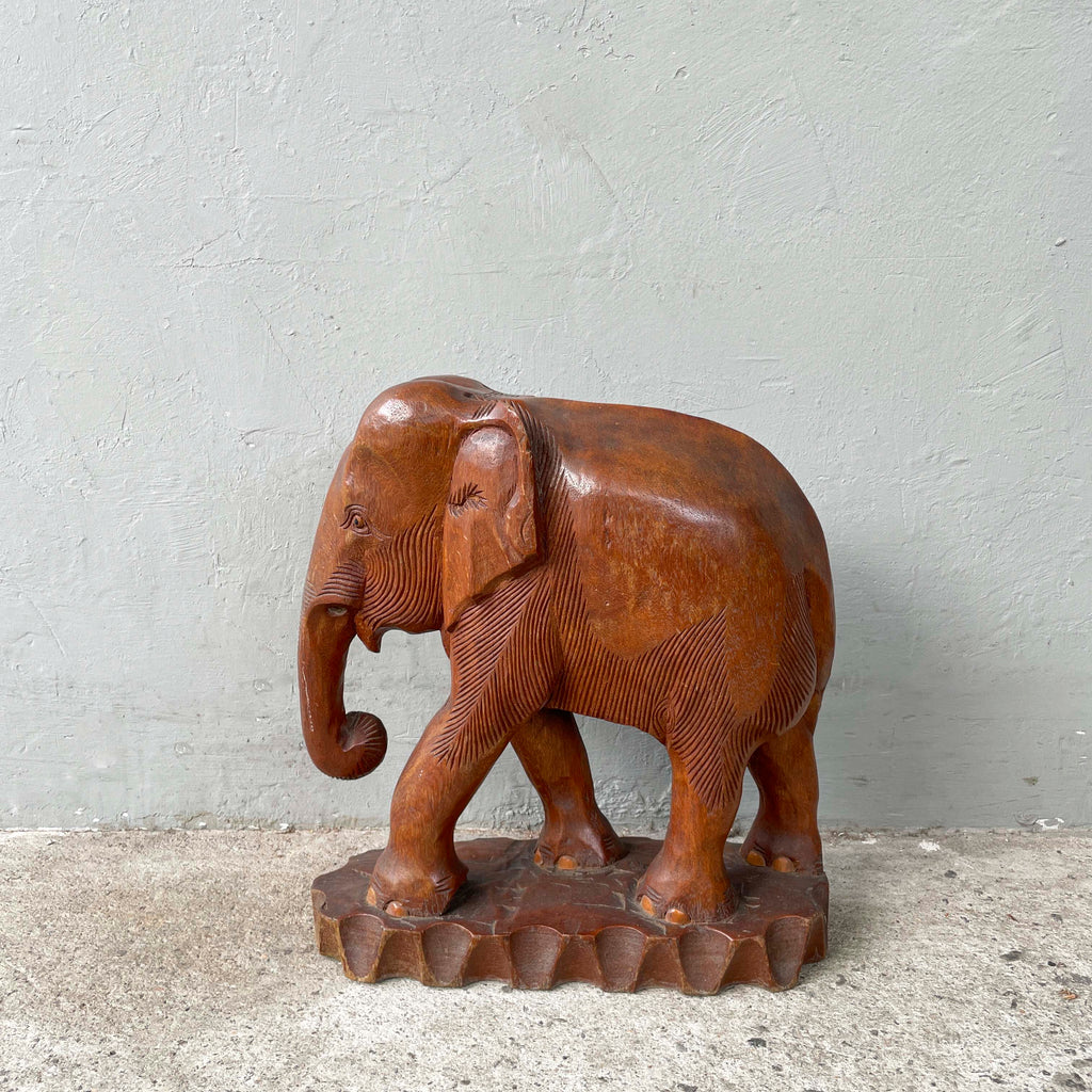 Rustic Wooden Elephant Sculpture